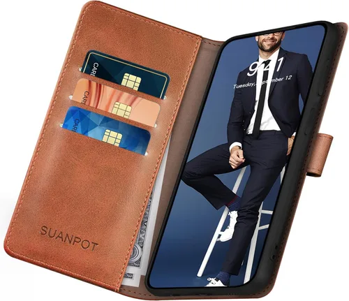 Vista 5 de SUANPOT Funda tipo cartera para Google Pixel 8 5G con bloqueo RFID, tarjetero de crédito, funda protectora de piel sintética con tapa para mujeres