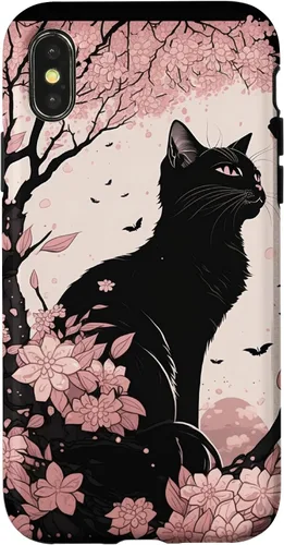 Vista 5 de Cute Pink Japanese Cherry Blossom Cat Aesthetic Case for iPhone 16