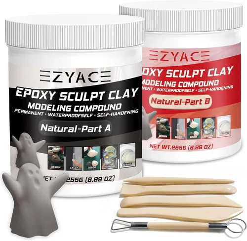 Arcilla Epoxy, Arcilla Esculpida Mágica Epoxy, Compuesto de Modelado de 2 Partes (A & B) de Arcillas Esculpidas Mágicas Epoxy para Esculpir, Natural