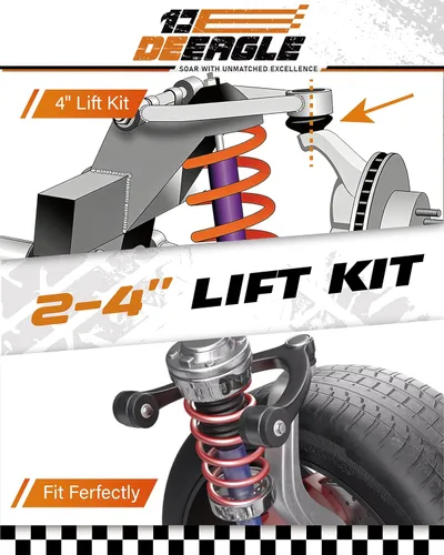 Vista 2 de DEEAGLE Brazos de control superiores F150 de 2-4 pulgadas, brazo de control delantero ajustable para F150 2004-2020, UCA con rótula engrasable