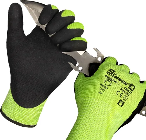 Schwer 2 pares de guantes de trabajo resistentes a cortes A7 Amarillo