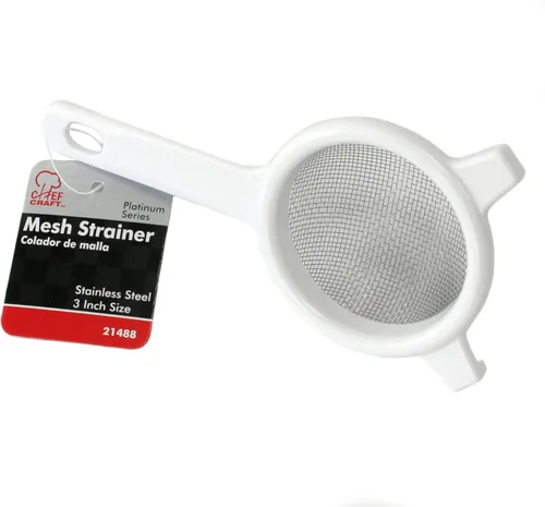 Vista 2 de Chef Craft Colador clásico de malla de acero inoxidable, 3 pulgadas, blanco