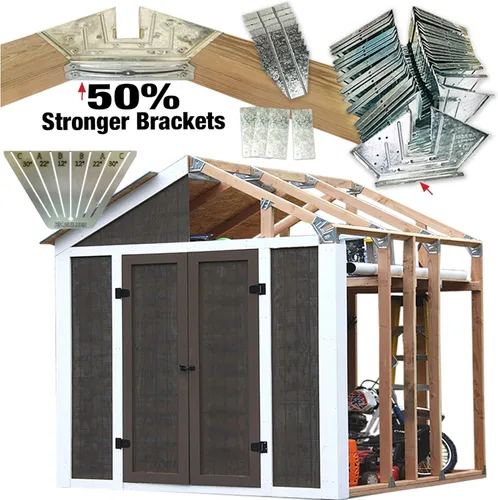 Vista 2 de Kit de cobertizo EZBUILDER con diseño de armazón 50% más fuerte, ancho de 15 cm a 36 cm, cualquier longitud, garaje de almacenamiento, casa