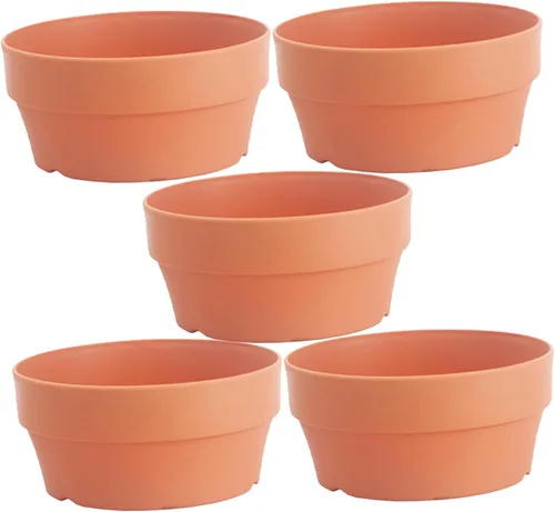 5 Pack round Plastic Flower Pot Set with Drainage Holes