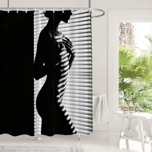 Vista 361 de Shrahala Father and Child Embracing No Hooks Shower Curtain with Snap in Liner Set, Tender Moment Captured Bathroom Décor Polyester Fiber Waterproof