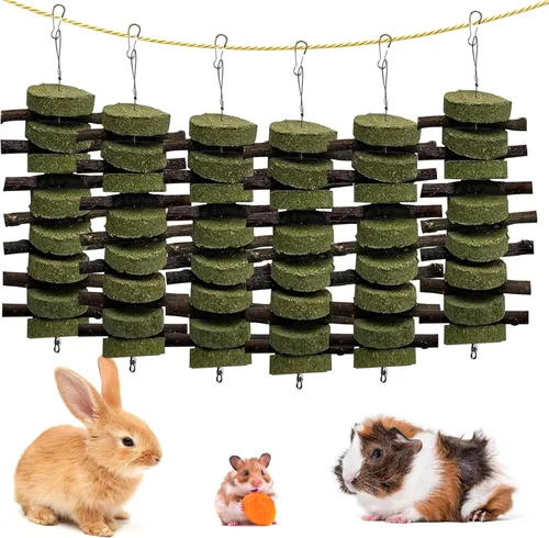 Vista 15 de kathson Chinchilla Treats - Juguetes masticables de conejito para conejos, rechinar dientes, palos de bambú orgánico juguetes naturales