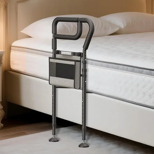 Vista 10 de Rieles de cama C1 Fold Pro para seguridad de adultos mayores, luz con sensor y bolsillo de almacenamiento, rieles laterales de cama plegables