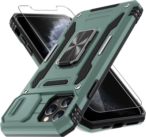 Vista 42 de DEERLAMN Funda para iPhone Air de 6.5 pulgadas con cubierta deslizante para cámara + protector de pantalla (2 paquetes), soporte de anillo giratorio