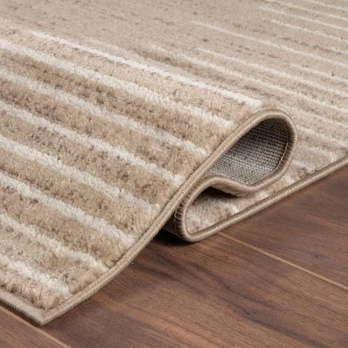 Vista 3 de Rugshop - Alfombra de pasillo bohemia con rayas resistente a manchas, para zonas de alto tráfico, como tu sala de estar, cocina, dormitorio, Beige