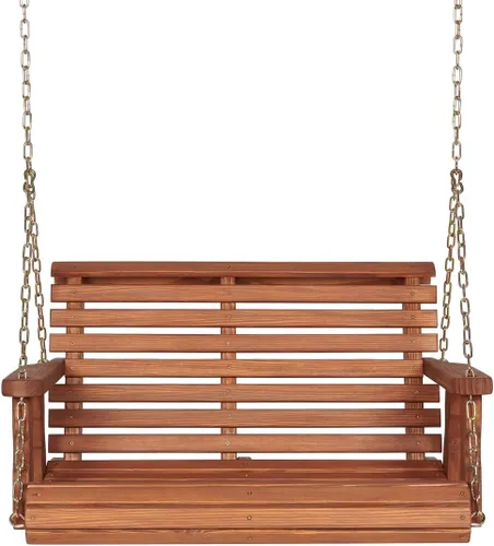 Amish Casual resistente con inclinación hacia atrás, columpio de 3 pies para pórtico de madera en tinte cedro, auténtica artesanía Amish de pino