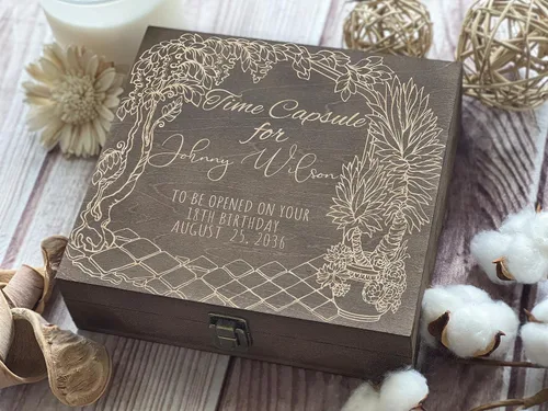 Vista 2 de 1st Birthday Time Capsule Personalized Keepsake Chest for Your 18th Birthday Reveal, Memory Archivist, Baby's Milestone Treasure, Ultimate Wedding