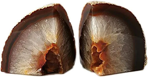 Vista 17 de AMOYSTONE Sujetalibros de geoda de ágata resistentes, decorativos, para estantes, con bordes de goma en color azul verdoso, 1 par, 2-3 LBS