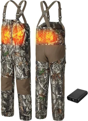 TIDEWE Hunting Bibs Heated with Battery, Waterproof Insulated Bibs for Fishing