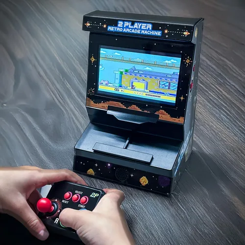 Vista 4 de Mini arcade machine with 300 retro games - Wireless mini arcade machine for 2 players - Handheld retro game console with TV connection and 4.3