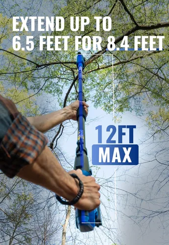 Vista 4 de WILD BADGER POWER Sierra de poste inalámbrica de 20 V 8 pulgadas eléctrica 2.0 Ah con poste telescópico, cabeza ajustable de 0° a 30°, batería