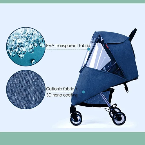 Vista 3 de Funda de lluvia universal para cochecito de bebé, protector de lluvia, impermeable, protector contra el clima, cubierta de cochecito de bebé