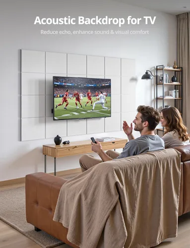 Vista 4 de Paneles acústicos cuadrados de pared, paneles absorbentes de sonido para paredes, techo, puertas, paquete de 12 unidades de 12 x 12 x 0.4 pulgadas