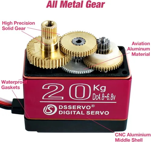 Vista 10 de DS3235 77.2 lbs Digital RC Servo de alto par todo el engranaje de metal Motor sin núcleo impermeable servomotores para RC Robot, coche, camión