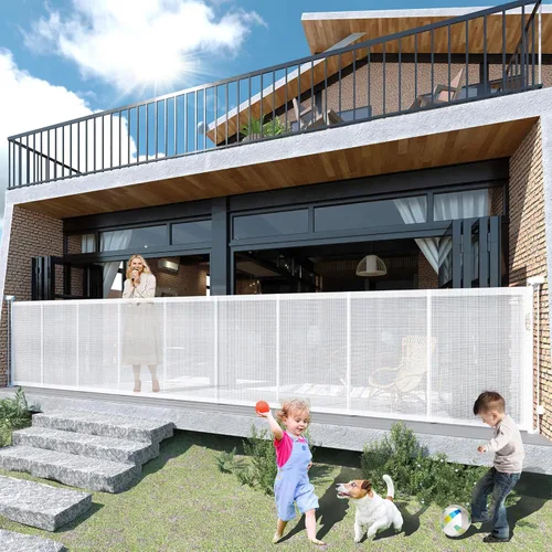 Vista 11 de Puertas retráctiles para bebés para escaleras, puerta de bebé de 55 pulgadas de ancho, puerta para perros, puerta retráctil para mascotas de 41