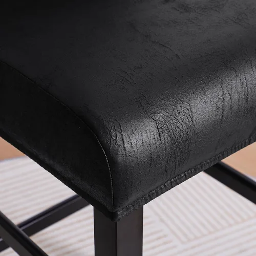 Vista 5 de FORCHEER Juego de 2 fundas negras para taburete de bar con respaldo, fundas de cuero para taburetes de bar con respaldo corto, extraíbles y lavables