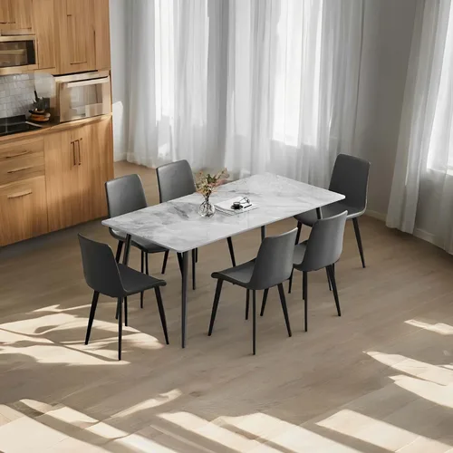 Vista 2 de Dining Chairs 4PCS Set, Modern Kitchen & Dining Room Chairs with Upholstered Faux Leather Cushion Seat and Sturdy Metal Legs, Desk Chair for Home