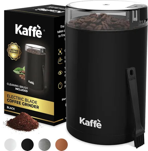 Kaffe - Molinillo de café eléctrico de un solo toque con cepillo de limpieza (3 onzas), molinillos de café para uso doméstico, hasta 12 tazas de