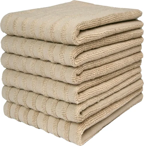 Vista 15 de Bumble - Juego de 6 paños de cocina de alta calidad de 13 x 13 pulgadas, 100 % algodón hilado en anillo natural, 11.64 oz/m², altamente absorbentes