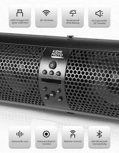 Vista 6 de KEMIMOTO Barra de sonido UTV de 28 pulgadas, altavoz para carrito de golf compatible con Bluetooth, IPX5 impermeable ATV barra de sonido compatible