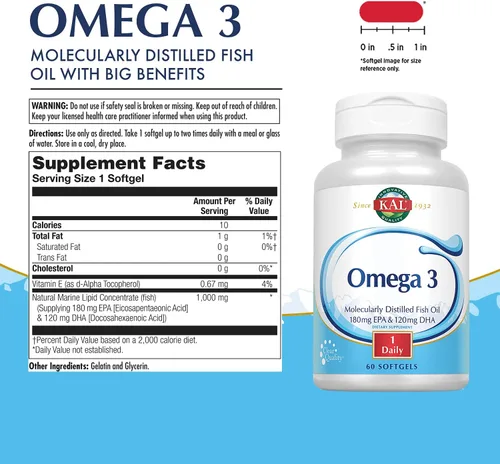 Vista 2 de KAL 180/120 1000 mg Omega 3 pescado, 60