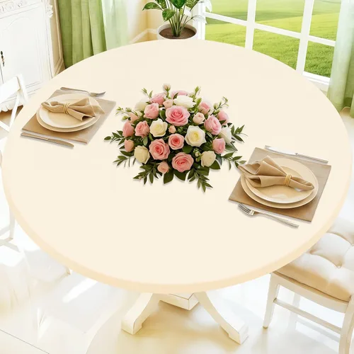 Vista 32 de Moosfor Round Spandex Tablecloth, Elastic Fitted Waterproof Tablecloths for 18"-24" Tables, Stretch Washable Picnic Table Cover for Camping, Dining