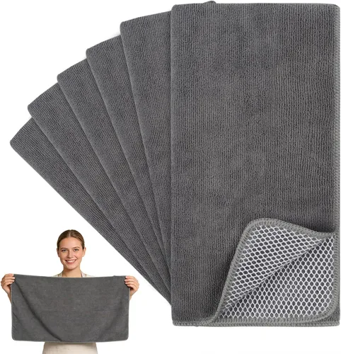 Vista 32 de KinHwa Paños de Cocina para Platos de Microfibra Absorbente de Secado Rápido con Lado de Fregado Poly Scour Ideal para Limpieza de Cocina