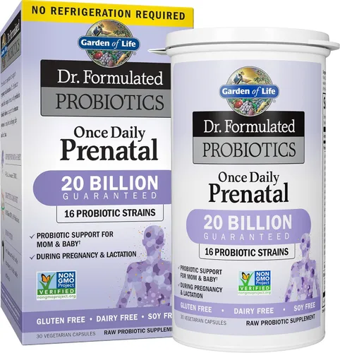 Garden of Life Probiótico prenatal para mujeresDr. Formulated, una vez al día, prenatal, para la salud digestiva e intestinal, de larga duración,