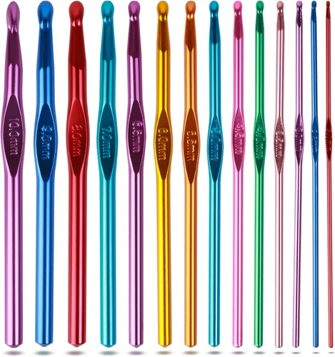 Juego de ganchos de ganchillo, agujas de tejer con mango de aluminio para manos artríticas, agujas de ganchillo para manualidades de hilo, bonito