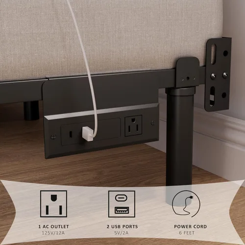 Vista 5 de SHOANED Base de cama tamaño individual con LED, base de cama metálica de acero de 18 cm para somier y colchón, base de cama resistente básica