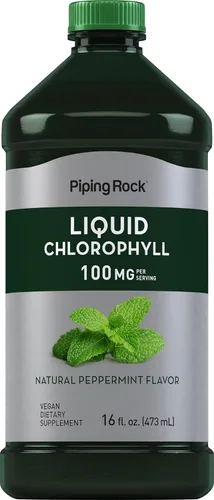 Piping Rock Clorofila líquida de 100 mg | 16 oz | Sabor a menta | para mujeres y hombres | Fórmula vegana, sin OMG y sin gluten