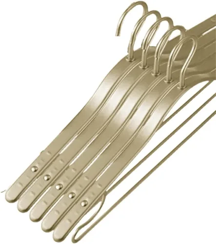 5pcs Metal Clothing Hanger Aluminum Alloy Thicken Winter Coat Hanging Rack Space Saver Storage Clothes Hangers(Champagne)
