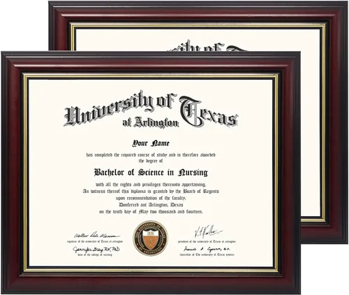 Vista 53 de GraduationMall Marco de diploma de certificado de 8.5 x 11, madera maciza y vidrio templado, acabado negro con ribete dorado