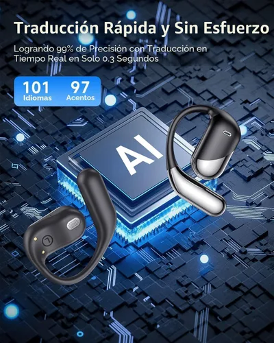 Vista 2 de Auriculares de traducción AI en tiempo real, 177 audífonos de traductor de idiomas, Audifonos Traductores Inglés Inglés, auriculares de traducción 3