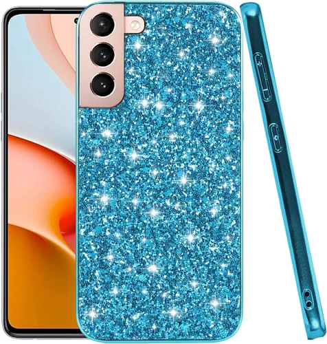Vista 12 de Funda compatible con Samsung S21 Plus con purpurina a prueba de golpes, para Samsung Galaxy S21 Plus, funda protectora delgada de TPU suave y Negro