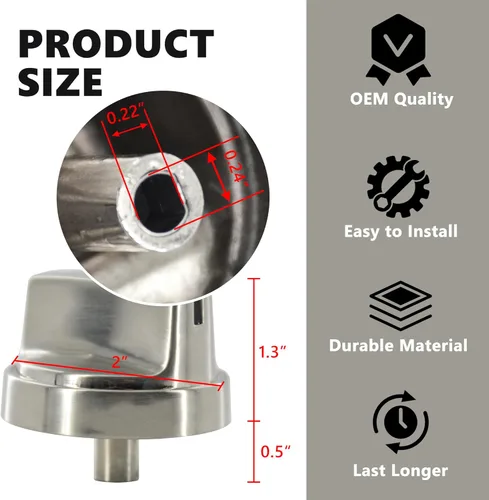 Vista 3 de WB03X29300 Reemplazo de perilla de quemador de superficie superior de acero inoxidable para GE Range OEM, piezas de perilla en forma de D de control