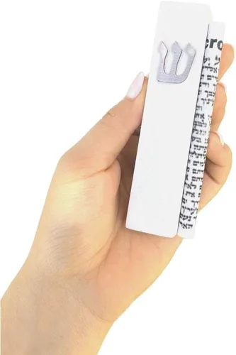 Vista 6 de Funda de mezuzá de hormigón con pergamino para puerta, fácil de despegar y pegar, cubierta de mezzuza de protección completa para bendición y Negro