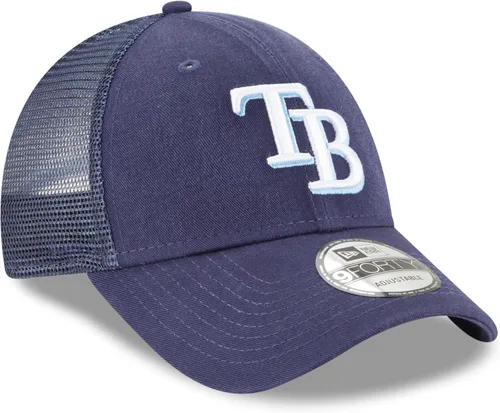 Vista 3 de New Era MLB The League 9FORTY - Gorra ajustable de malla con logotipo primario de equipo 9FORTY para todos - Tampa Bay Rays Navy