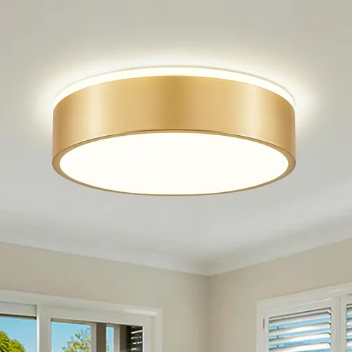 Lámpara de techo LED dorada regulable, 2700K-6000K 5CCT en una moderna lámpara de techo de montaje empotrado, lámpara de techo redonda minimalista