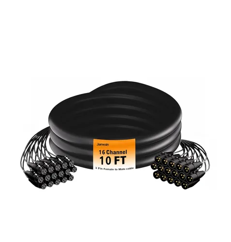 Vista 10 de Jamesin Cables XLR de 4 canales de 6 pies macho a hembra, cable de serpiente con etiqueta digital y cable de audio de micrófono codificado por