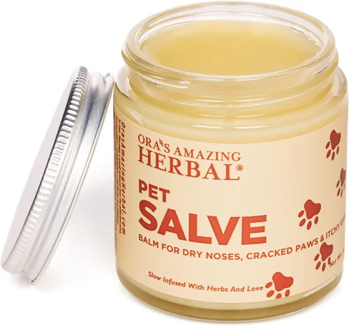 Vista 5 de Mascotas, bálsamo para patas de perro, patas agrietadas para nariz seca, puntos calientes, orejas con picazón, Ora's Amazing Herbal 4 onzas