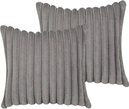 Vista 17 de Juego de 2 fundas de almohada decorativas de 16 x 16 pulgadas, fundas decorativas de piel sintética para cama, sofá, funda de almohada suave