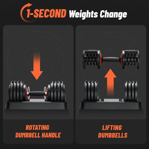 Vista 5 de 25/55 lbs Pair Adjustable Dumbbell Set, Adjust Dumbbell Weight for Exercises Pair Dumbbells for Men and Women in Home
