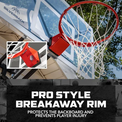 Vista 4 de Silverback NXT - Aro de baloncesto fijo y altura ajustable de 54 pulgadas con diseño QuickPlay