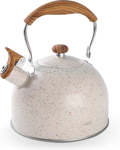 Vista 9 de Hervidor de Té, BELANKO 85 OZ / 2.5 Litros Hervidor de Té Silbante, Teteras para Estufa de Acero Inoxidable Grado Alimentario con Mango Plegable
