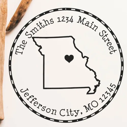 Vista 47 de Sello de dirección de devolución de Alabama, redondo autoentintado personalizado, 1-5/8 pulgadas tamaño de impresión Alabama State Luv Stamper